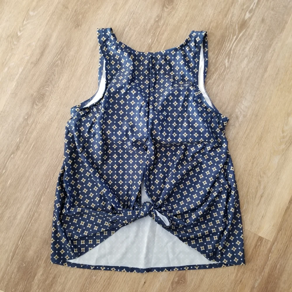 NWT Kona Sol Navy Back Tie Tankini Swim Top Size Small - Picture 5 of 9